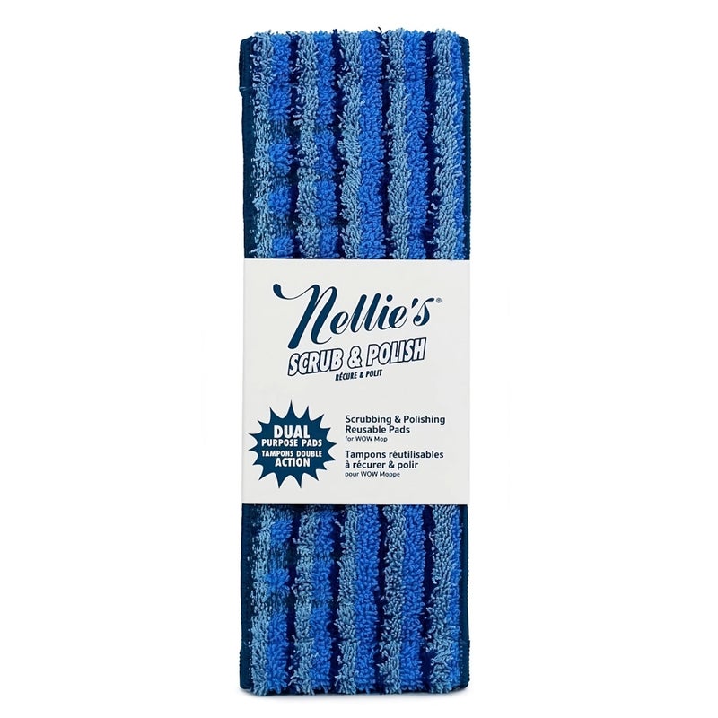 Nellie's Scrub & Polish Pads - Microfiber Design for Wow Mop & Wow Too - Dual Purpose Scrub & Polish System - Reusable Pads for Effortless Floor Cleaning - Machine Washable & Fragrance-Free Care - Image 1